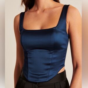 Abercrombie & Fitch Navy Satin Corset Top